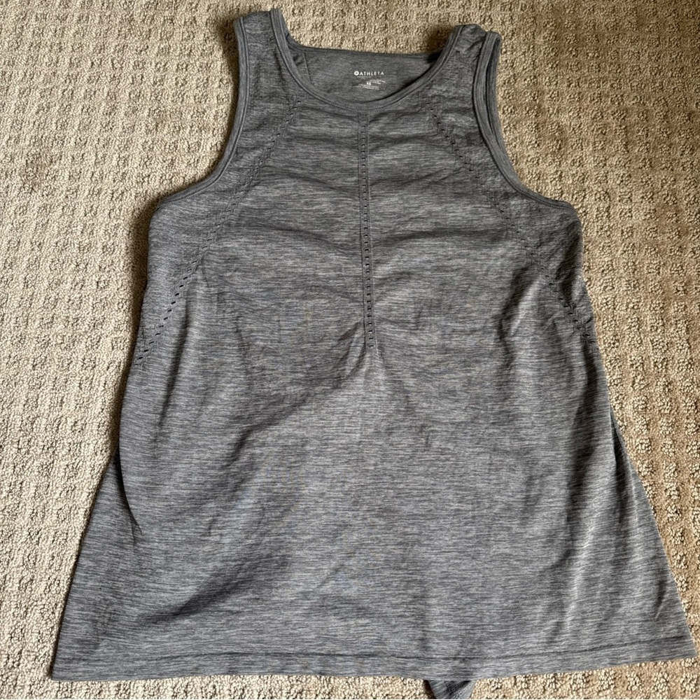 Athleta Heather Gray Tie Back Workout Tank Top Women’s XS
